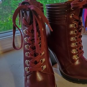 Burgundy Lace Up Boots
